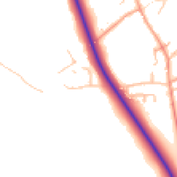 Daytime road noise heatmap for SY11 4JU