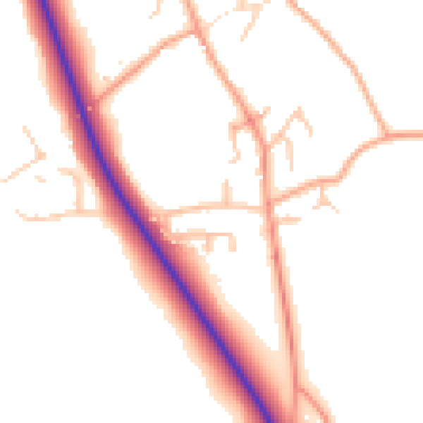 Daytime road noise heatmap for SY11 4JX