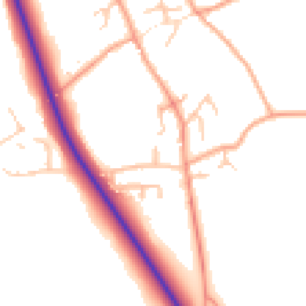 Daytime road noise heatmap for SY11 4JY