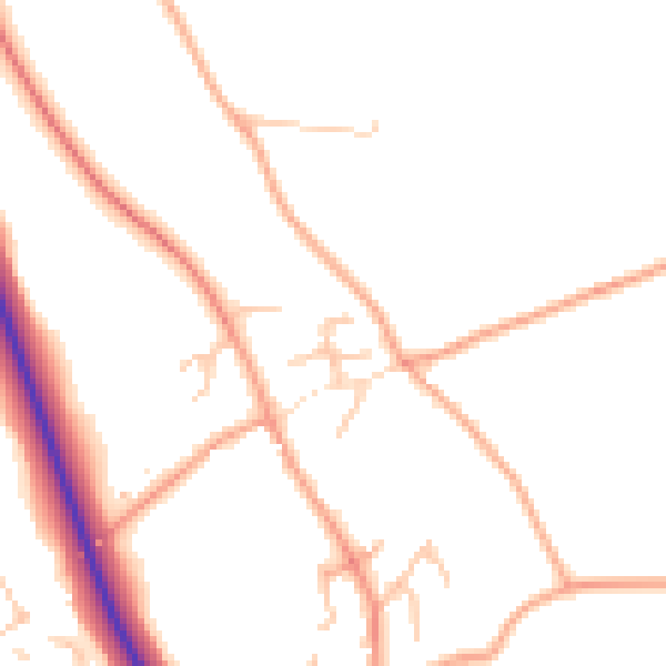 Daytime road noise heatmap for SY11 4LX