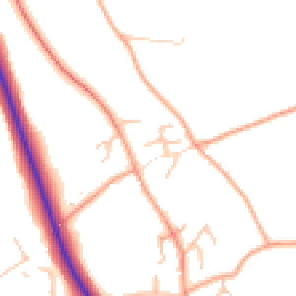 Daytime road noise heatmap for SY11 4LZ