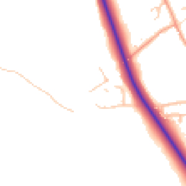 Daytime road noise heatmap for SY11 4QE