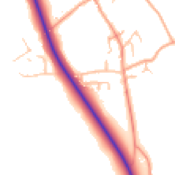 Daytime road noise heatmap for SY11 4RB