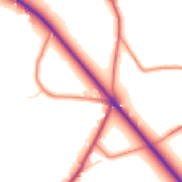 Daytime road noise heatmap for SY14 8NB