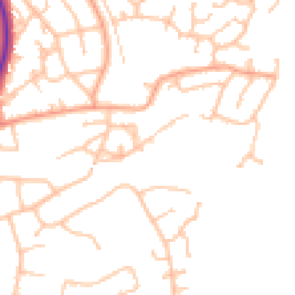Daytime road noise heatmap for SY2 5RJ