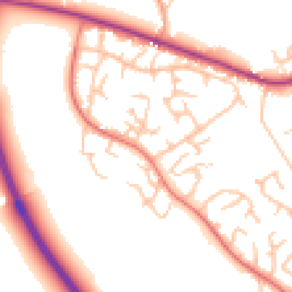 Daytime road noise heatmap for SY3 5DT