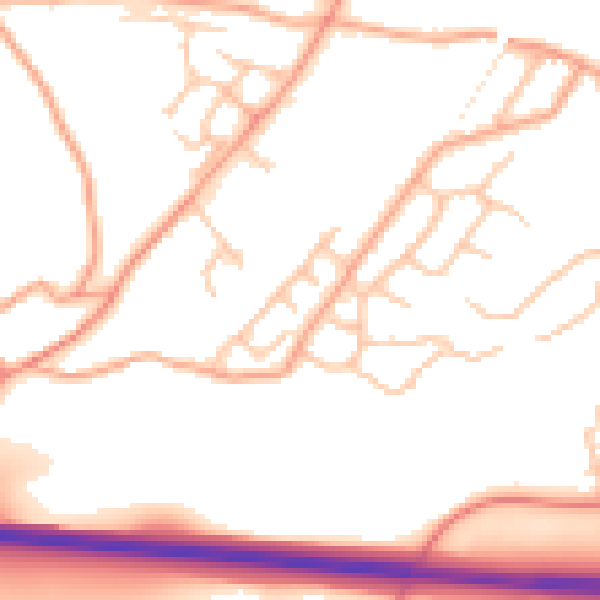 Daytime road noise heatmap for SY3 9QE