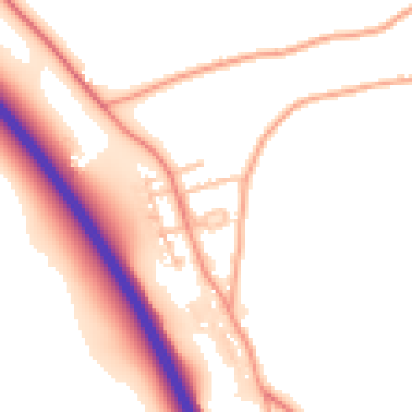 Daytime road noise heatmap for SY4 1DE