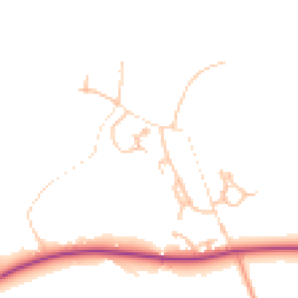 Daytime road noise heatmap for SY5 9NY