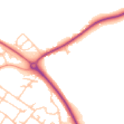 Daytime road noise heatmap for SY8 2DW