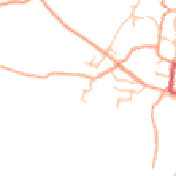 Daytime road noise heatmap for SY9 5AB