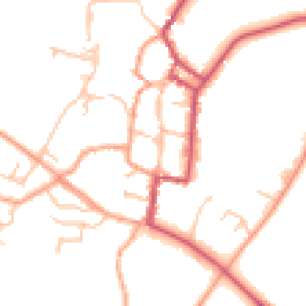 Daytime road noise heatmap for SY9 5AD