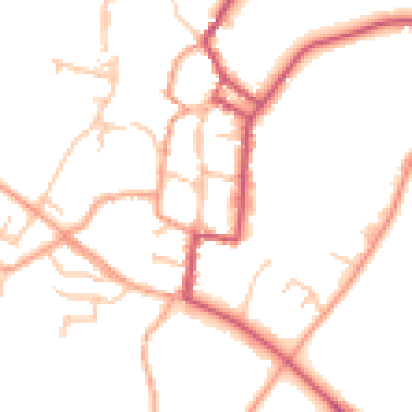 Daytime road noise heatmap for SY9 5AE