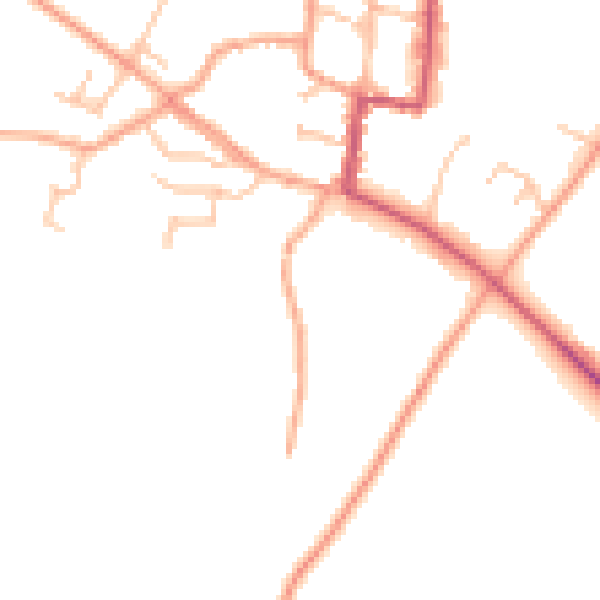 Daytime road noise heatmap for SY9 5AF