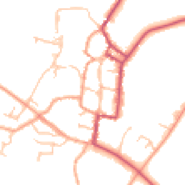 Daytime road noise heatmap for SY9 5AH