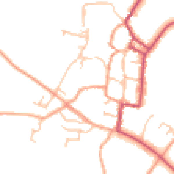 Daytime road noise heatmap for SY9 5AL