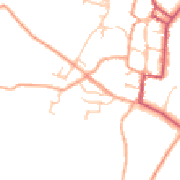 Daytime road noise heatmap for SY9 5AR