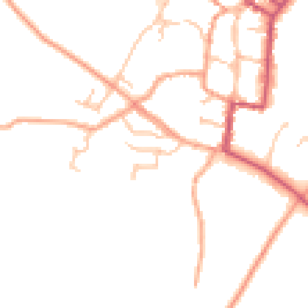 Daytime road noise heatmap for SY9 5AW