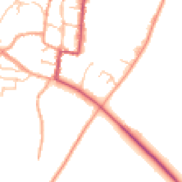 Daytime road noise heatmap for SY9 5AX