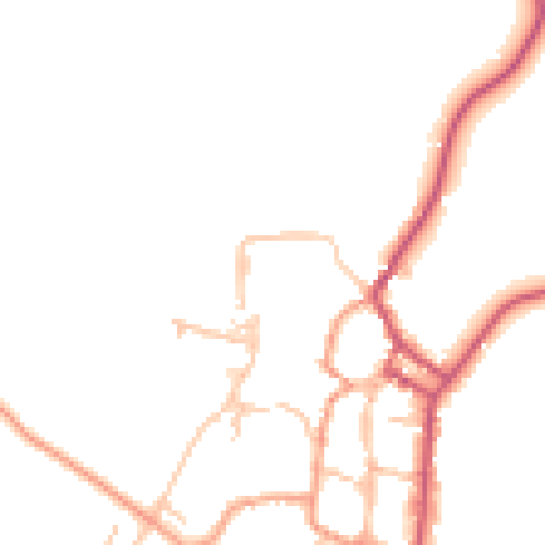 Daytime road noise heatmap for SY9 5BF