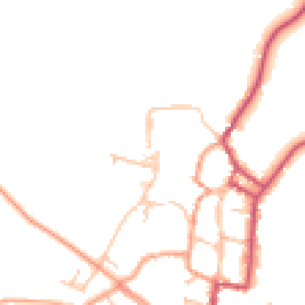 Daytime road noise heatmap for SY9 5BH