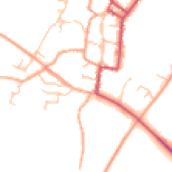 Daytime road noise heatmap for SY9 5BJ