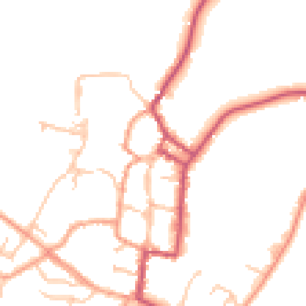 Daytime road noise heatmap for SY9 5BN