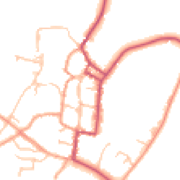 Daytime road noise heatmap for SY9 5BP