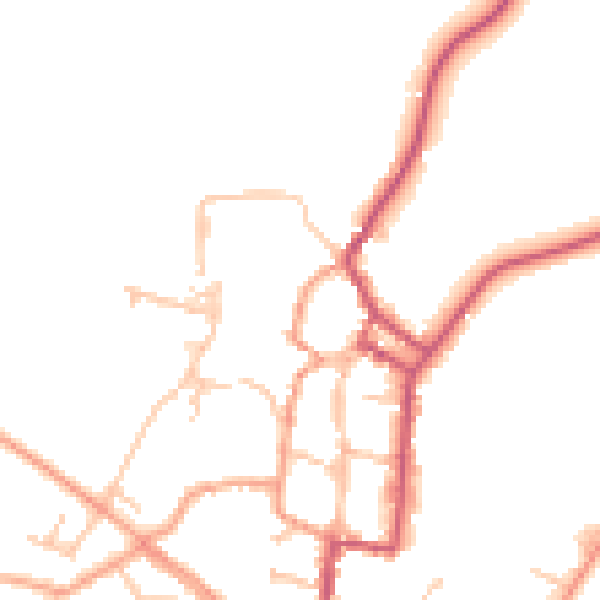 Daytime road noise heatmap for SY9 5BU