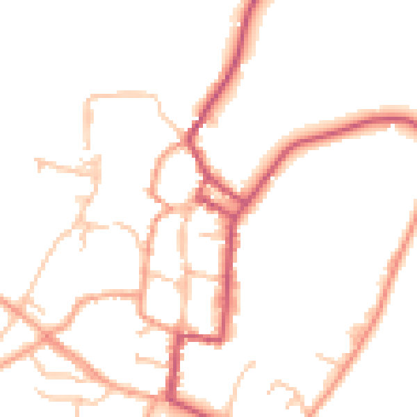 Daytime road noise heatmap for SY9 5BW