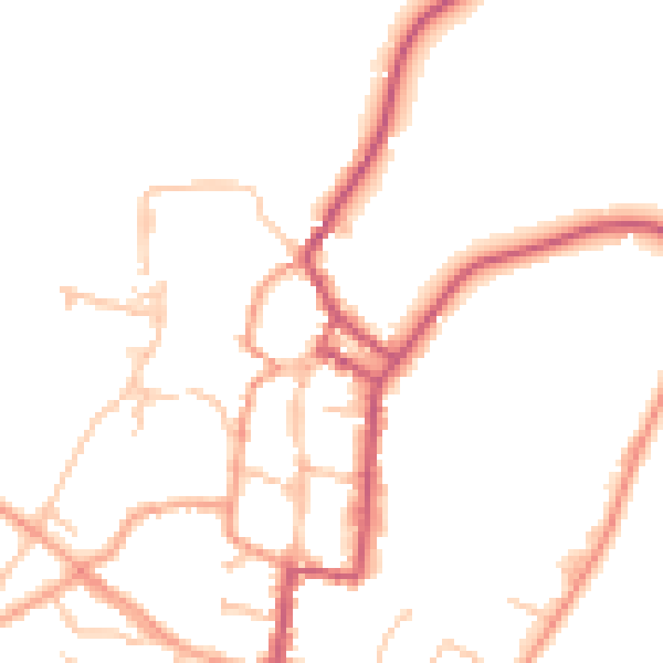 Daytime road noise heatmap for SY9 5DB