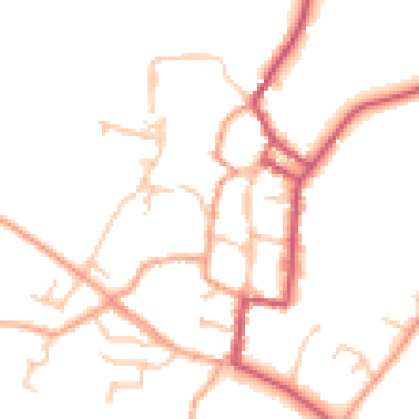 Daytime road noise heatmap for SY9 5DF