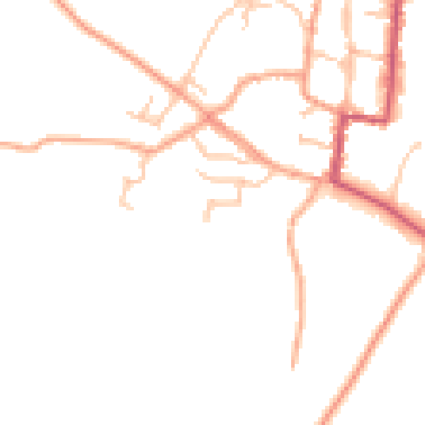 Daytime road noise heatmap for SY9 5EW