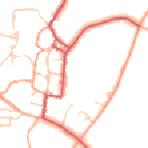 Daytime road noise heatmap for SY9 5FB