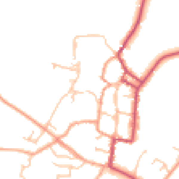 Daytime road noise heatmap for SY9 5PB