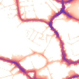 Daytime road noise heatmap for TA1 1AD