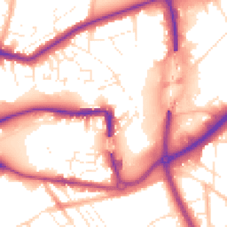 Daytime road noise heatmap for TA1 1AL