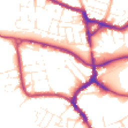 Daytime road noise heatmap for TA1 1BN
