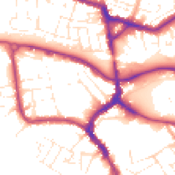 Daytime road noise heatmap for TA1 1BS