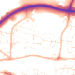 Daytime road noise heatmap for TA1 2DD