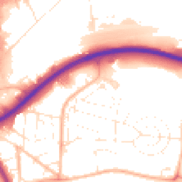 Daytime road noise heatmap for TA1 2DJ