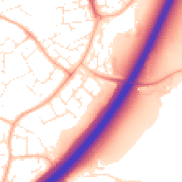 Daytime road noise heatmap for TA1 2QP