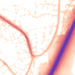 Daytime road noise heatmap for TA1 2RA