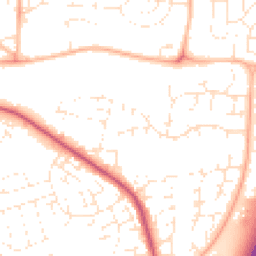 Daytime road noise heatmap for TA1 2TB