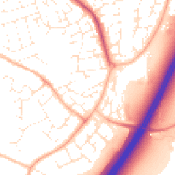 Daytime road noise heatmap for TA1 2YJ