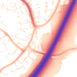 Daytime road noise heatmap for TA1 2YL
