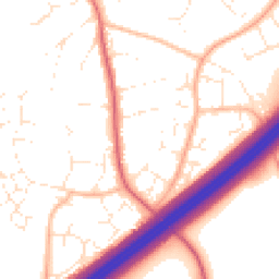 Daytime road noise heatmap for TA1 3DE