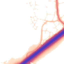Daytime road noise heatmap for TA1 3GL