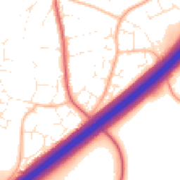 Daytime road noise heatmap for TA1 3XN