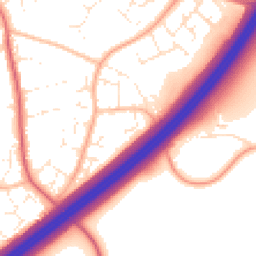 Daytime road noise heatmap for TA1 3XQ
